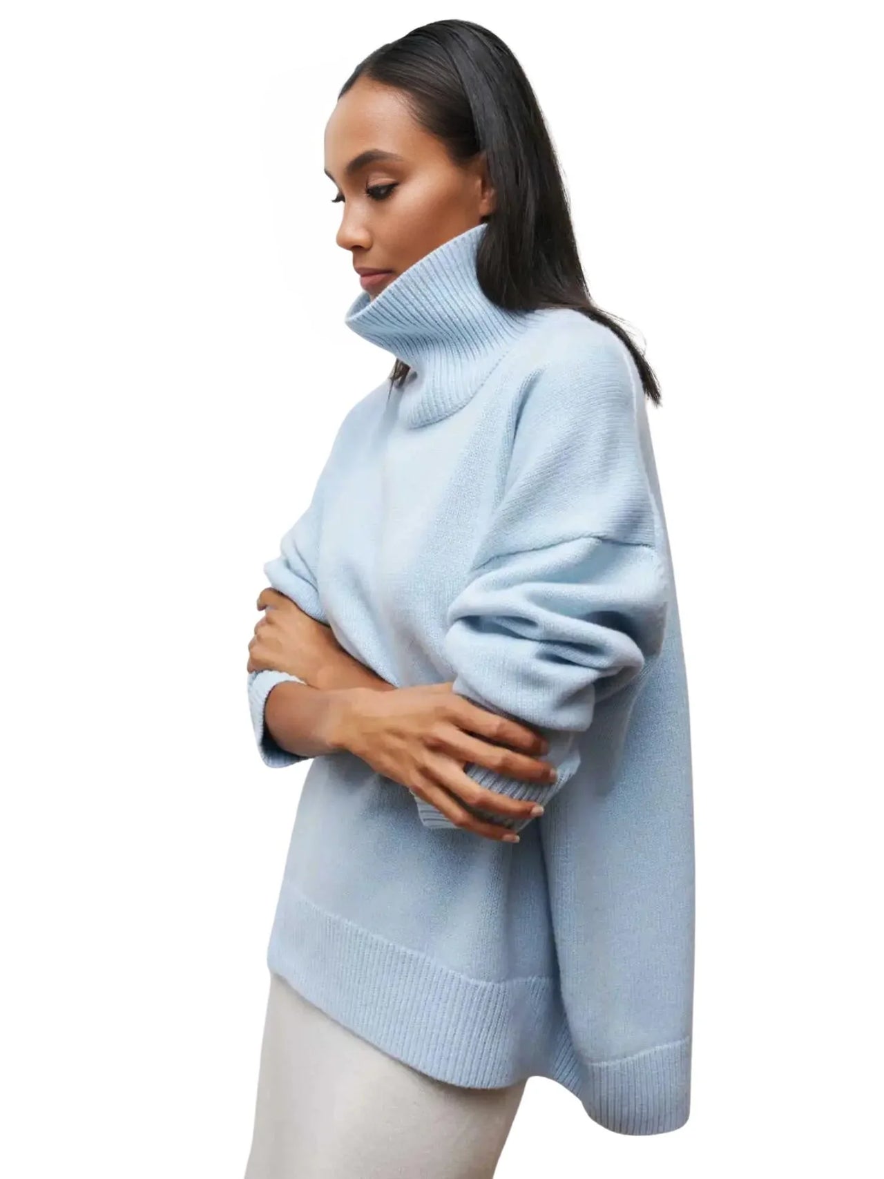 Women's Oversized Turtleneck Sweater Elegant Thick Pullover Knitted Jumper Long Sleeve Sweaters