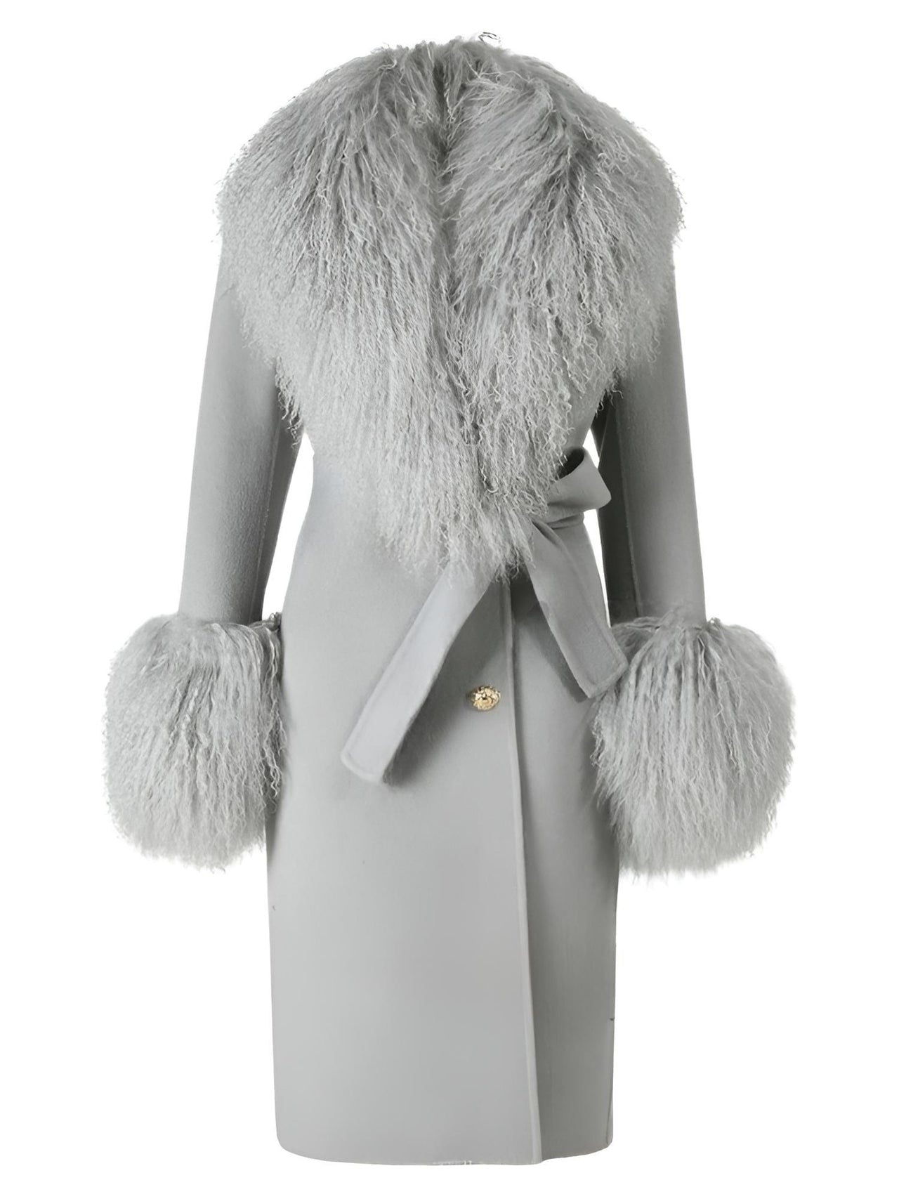 Women's Wool Cashmere Coat With Real Mongolian Sheep Fur Collar and Cuffs Ladies Double Faced Coats Belted Winter Fall Long Coat -, Coats , Drestiny , Australia, Black, Blue, Brown, Coats, Coffee, Dark Brown, Fuchsia, Green, Khaki, L, Light Grey, Light Purple, Lilac, M, Mint, Mint Green, Neon Green, Orange, Pink, Purple, Red, Royal Blue, S, Teal, United Kingdom, United States, Violet Red, White, XL, XXL , Drestiny , www.shopdrestiny.com