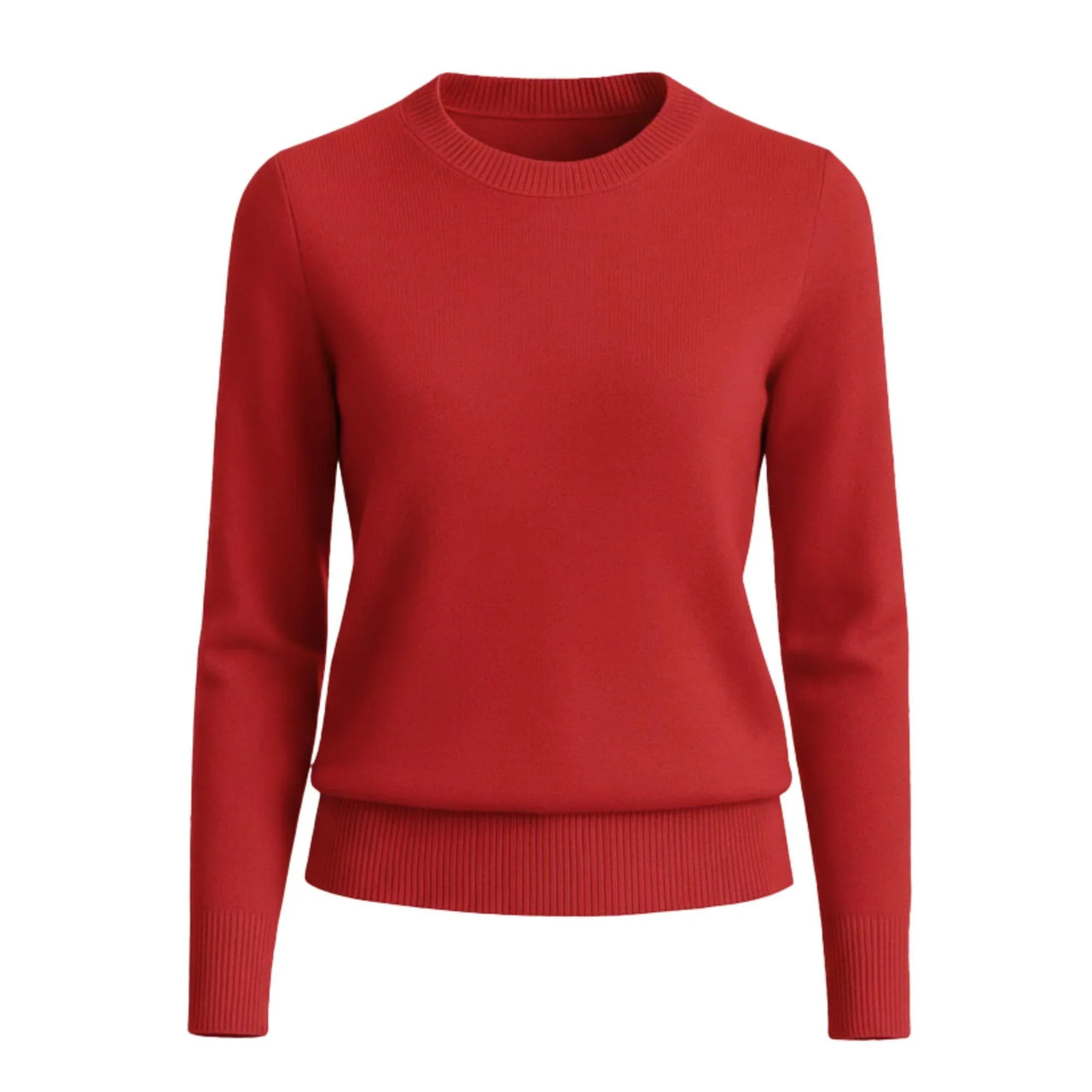 Women's red sweater on a white background
