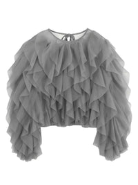 Thumbnail for Gray ruffled top on a white background