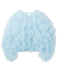 Thumbnail for Light blue ruffled blouse on a white background