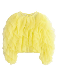 Thumbnail for Yellow ruffled blouse on a white background