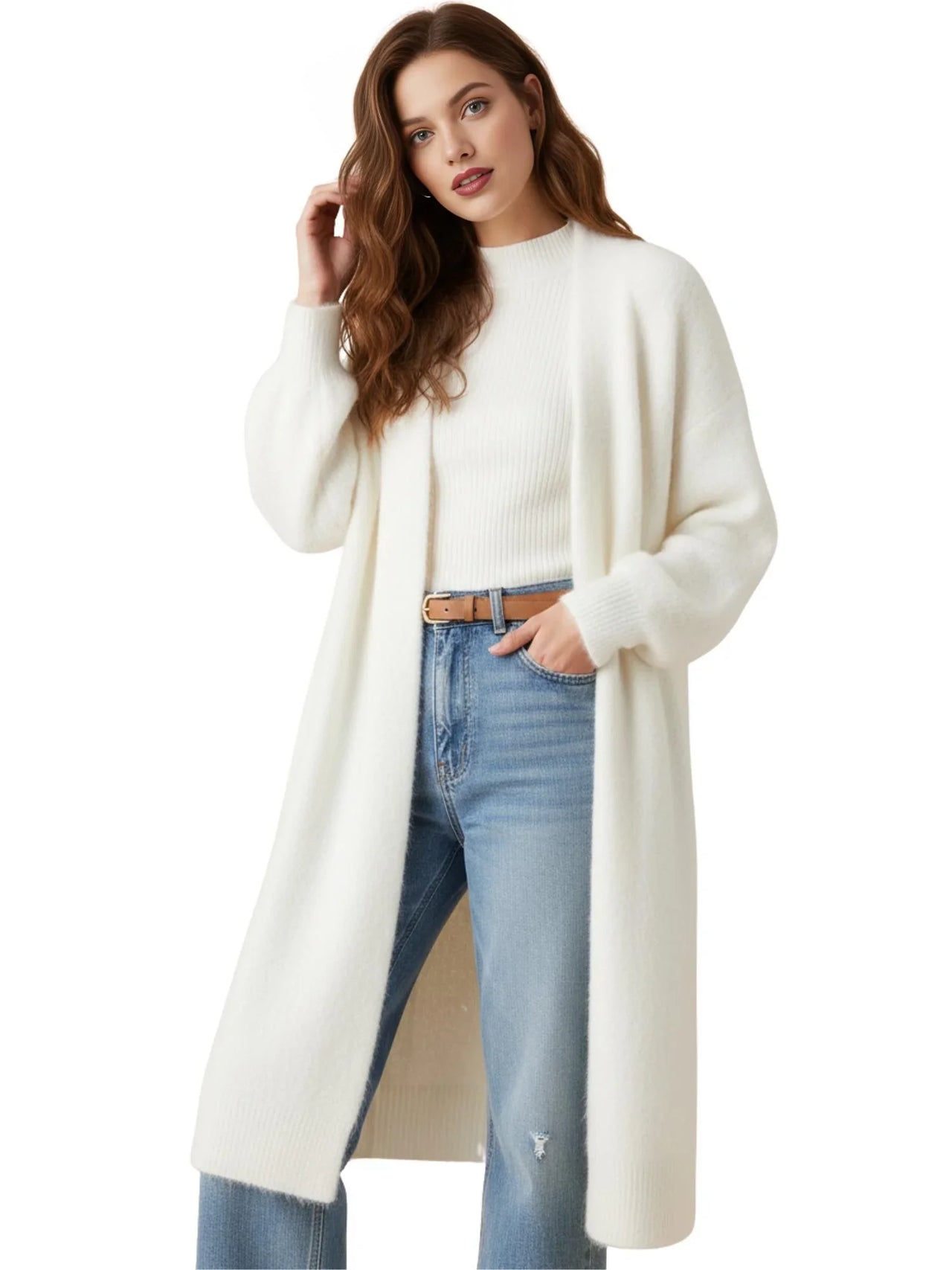 Women's Long Fluffy Cardigan Sweater Coat