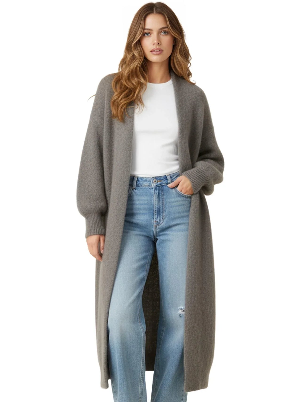 Women's Long Fluffy Cardigan Sweater Coat