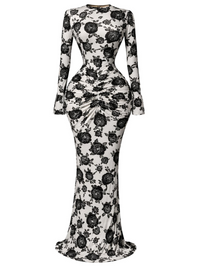 Thumbnail for Black floral patterned dress on a white background