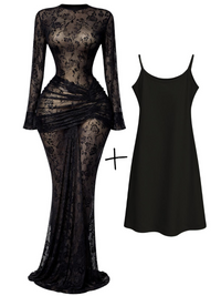 Thumbnail for 10 Styles of Women's Long Sleeve Bodycon Dresses Stacked Mesh See-Through With Lining Long Dress Evening Birthday Sexy Party Dresses