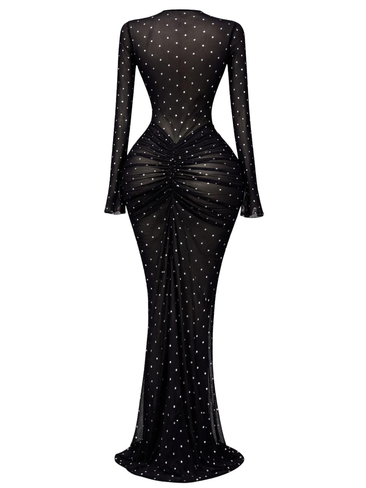 10 Styles of Women's Long Sleeve Bodycon Dresses Stacked Mesh See-Through With Lining Long Dress Evening Birthday Sexy Party Dresses