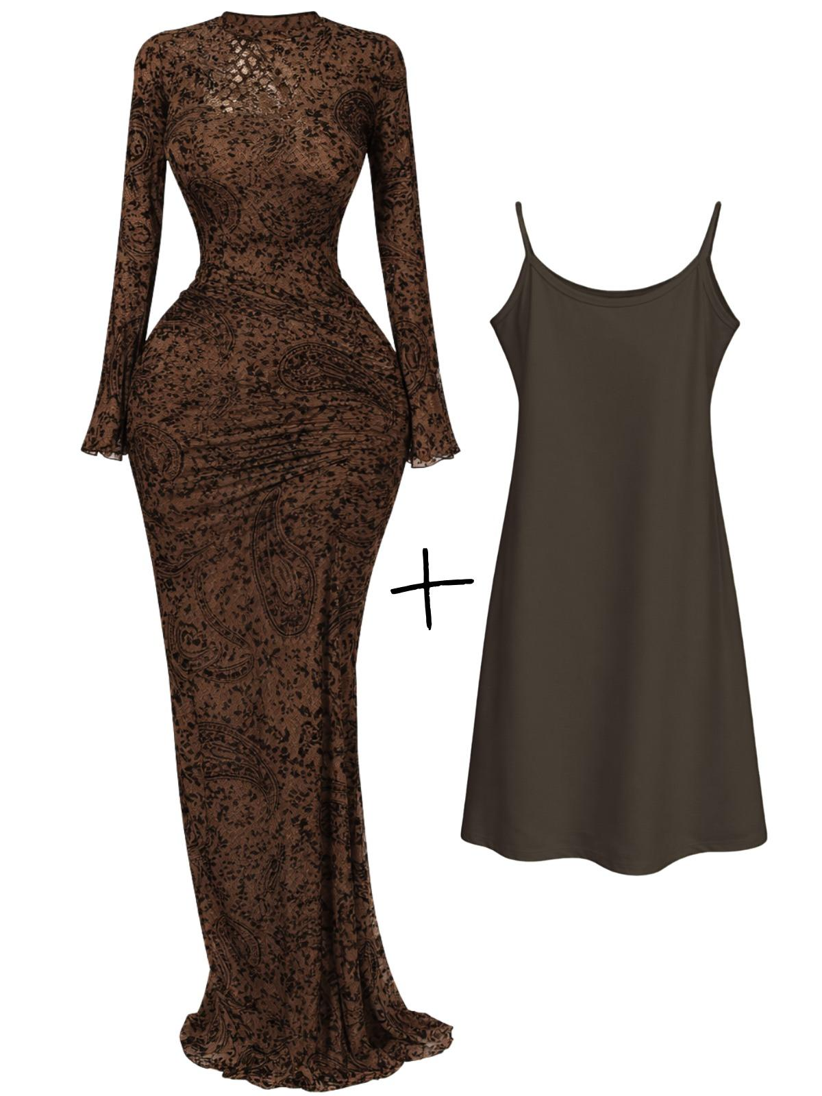 10 Styles of Women's Long Sleeve Bodycon Dresses Stacked Mesh See-Through With Lining Long Dress Evening Birthday Sexy Party Dresses