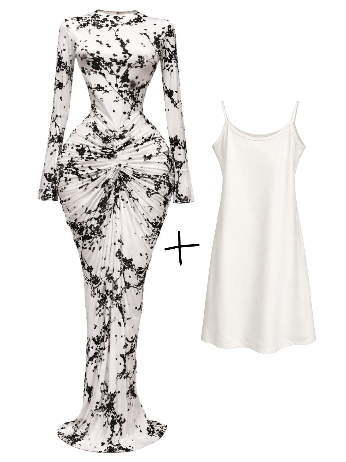 10 Styles of Women's Long Sleeve Bodycon Dresses Stacked Mesh See-Through With Lining Long Dress Evening Birthday Sexy Party Dresses