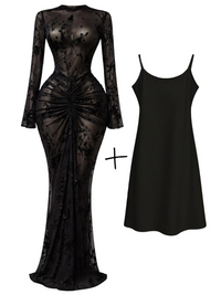 Thumbnail for 10 Styles of Women's Long Sleeve Bodycon Dresses Stacked Mesh See-Through With Lining Long Dress Evening Birthday Sexy Party Dresses