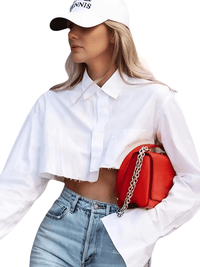 Thumbnail for Women's Long Sleeve Lapel Collar Blouse -, Blouse , Drestiny , Australia, Black, Blouses, Canada, Crop Tops, Gender_Women, L, Long Sleeves, M, New Zealand, S, United Kingdom, United States, White , Drestiny , www.shopdrestiny.com