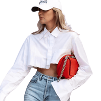 Thumbnail for Women's Long Sleeve Lapel Collar Blouse -, Blouse , Drestiny , Australia, Black, Blouses, Canada, Crop Tops, Gender_Women, L, Long Sleeves, M, New Zealand, S, United Kingdom, United States, White , Drestiny , www.shopdrestiny.com