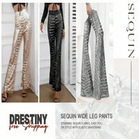 Thumbnail for Women's Loose High Waist Wide Leg Sequin Pants