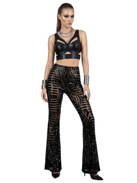 Thumbnail for Women's Loose High Waist Wide Leg Sequin Pants