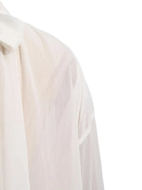 Thumbnail for Women's Loose Sheer Blouse High Neck Long Sleeves Patchwork Ruffles Folds Elegant Blouse Female Clothing, Drestiny, Blouses, Dress Shirts, Casual Shirts, Long Sleeves, United States, USA, Canada, Australia, New Zealand, United Kingdom, UK, Beige, Pink, S, M, L, XL, 4, 6, 8, 10, 12, Sheer Blouse, Loose Fit Blouse, Flowy Sheer Shirt, Summer Sheer Top, Sheer Blouse UK, Long Sleeve Sheer Top, shopdrestiny.com 