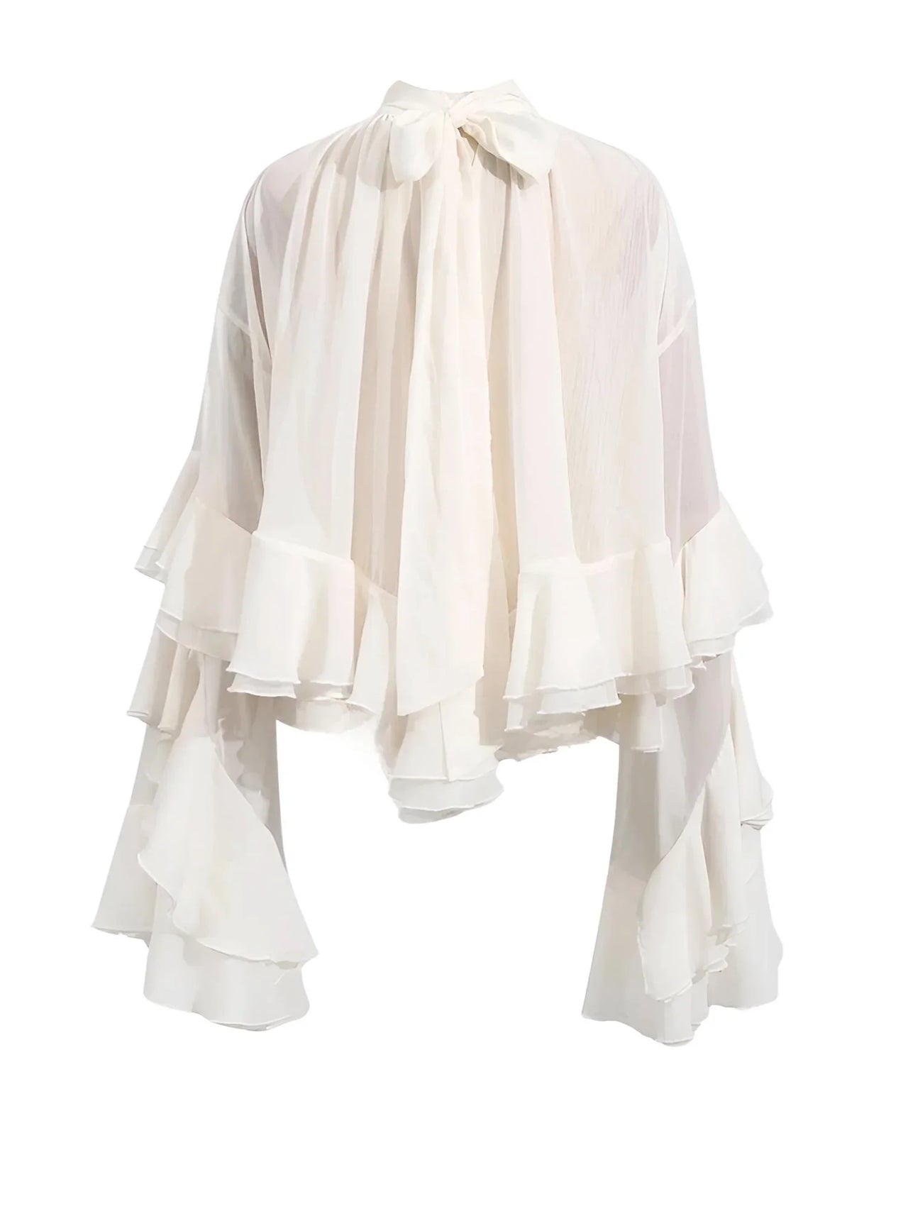 Women's Loose Sheer Blouse High Neck Long Sleeves Patchwork Ruffles Folds Elegant Blouse Female Clothing, Drestiny, Blouses, Dress Shirts, Casual Shirts, Long Sleeves, United States, USA, Canada, Australia, New Zealand, United Kingdom, UK, Beige, Pink, S, M, L, XL, 4, 6, 8, 10, 12, Sheer Blouse, Loose Fit Blouse, Flowy Sheer Shirt, Summer Sheer Top, Sheer Blouse UK, Long Sleeve Sheer Top, shopdrestiny.com 