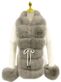 Thumbnail for Women's Luxury Knitted Sweater Coat With Detachable Fur in 14 Colors! -, Sweater Coat , Drestiny , Australia, Beige, Black, Blue Grey, Brown, Camel, Coats, Dark Khaki, Khaki, L, Light Brown, M, New Zealand, Pink, S, United Kingdom, United States, White, XL, XXL, XXXL , Drestiny , www.shopdrestiny.com