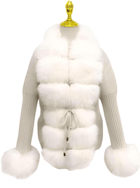 Thumbnail for Women's Luxury Knitted Sweater Coat With Detachable Fur in 14 Colors! -, Sweater Coat , Drestiny , Australia, Beige, Black, Blue Grey, Brown, Camel, Coats, Dark Khaki, Khaki, L, Light Brown, M, New Zealand, Pink, S, United Kingdom, United States, White, XL, XXL, XXXL , Drestiny , www.shopdrestiny.com