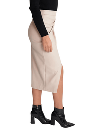 Thumbnail for Women's Midi Leather Skirt Sexy Split High Waist Front Slit Skirts Ladies Black Faux Leather Folded Skirt For Women, Drestiny, Skirts, United States, Australia, New Zealand, Black, Brown, Beige, S, M, L, XL, 4 6, 8, 10, 12, Midi leather skirt, women's leather midi skirt, Off White leather midi skirt, Leather pencil midi skirt, High waisted leather midi skirt, shopdrestiny.com