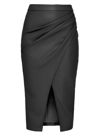 Thumbnail for Women's Midi Leather Skirt Sexy Split High Waist Front Slit Skirts Ladies Black Faux Leather Folded Skirt For Women, Drestiny, Skirts, United States, Australia, New Zealand, Black, Brown, Beige, S, M, L, XL, 4 6, 8, 10, 12, Midi leather skirt, women's leather midi skirt, Black leather midi skirt, Leather pencil midi skirt, High waisted leather midi skirt, shopdrestiny.com