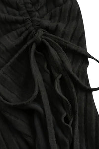 Thumbnail for Black fabric with a tied bow detail on a white background