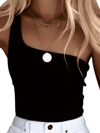 Thumbnail for Women's One Shoulder Crop Top -, Crop Top , Drestiny , Australia, Black, Canada, Casual Shirts, Crop Tops, Gender_Women, Green, L, M, New Zealand, One Shoulder, Orange, Pink, Red, S, Sleeveless, United Kingdom, United States, White, XL , Drestiny , www.shopdrestiny.com