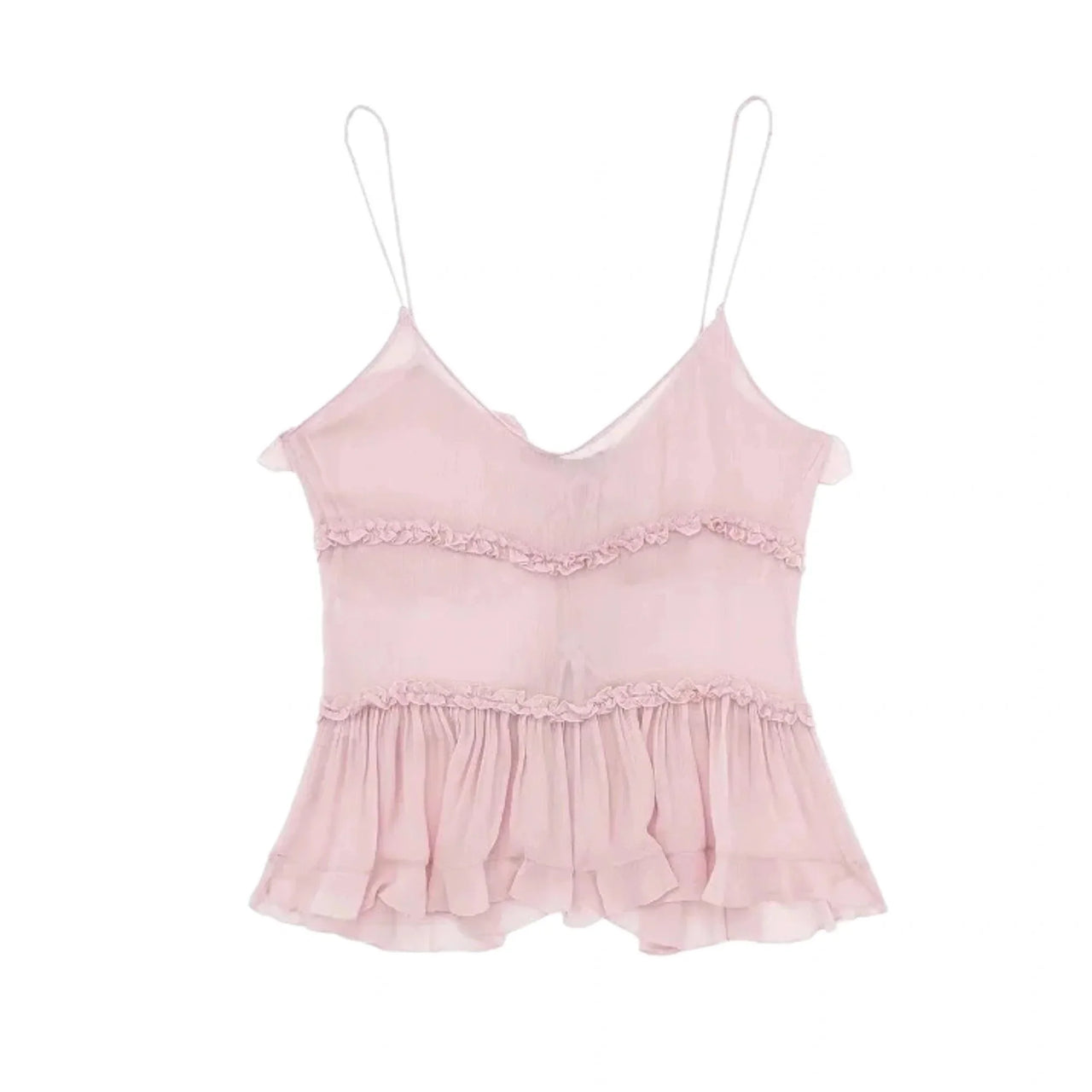 Women's Open-Front Ruffle Camisole Women's See Through Crop Top Sexy Camis, Drestiny, Camisoles, Crop Tops, Tank Tops, Pink, Black, Casual Shirts, Sleeveless, XS, S, M, L,  United States, USA, Canada, Australia, New Zealand, United Kingdom, UK, ruffle crop top, sheer camisole, open front top, sexy summer tops, going out tops for women, ruffle cami top, open front blouse, sheer going out top, cut out top UK, crop top with ruffles, shopdrestiny.com