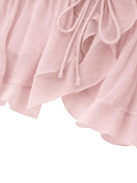 Thumbnail for Women's Open-Front Ruffle Camisole Women's See Through Crop Top Sexy Camis