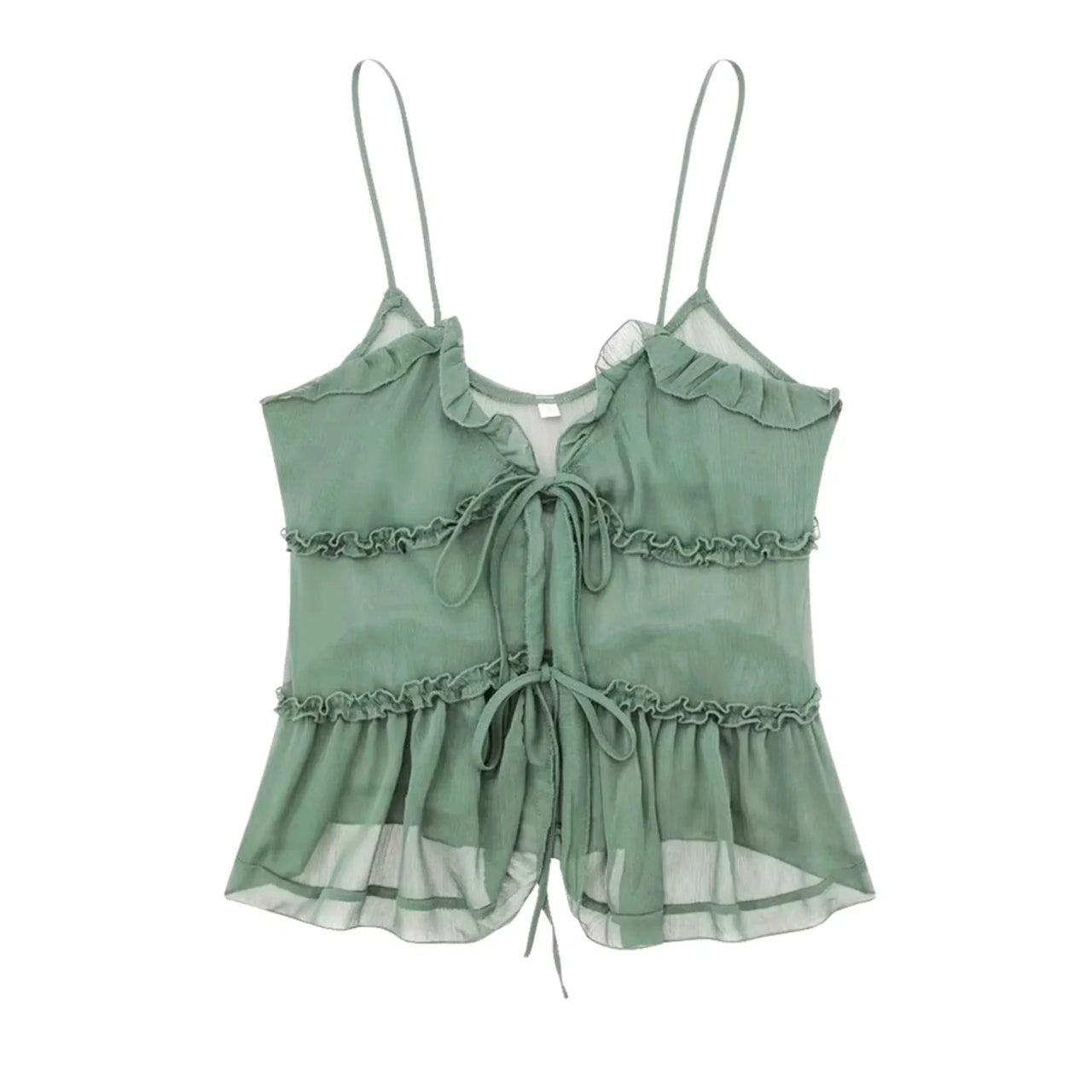 Women's Open-Front Ruffle Camisole Women's See Through Crop Top Sexy Camis