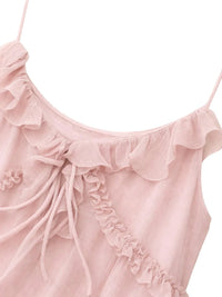 Thumbnail for Women's Open-Front Ruffle Camisole Women's See Through Crop Top Sexy Camis