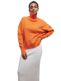 Thumbnail for Women's Oversized Turtleneck Sweater Elegant Thick Pullover Knitted Jumper Long Sleeve Sweaters