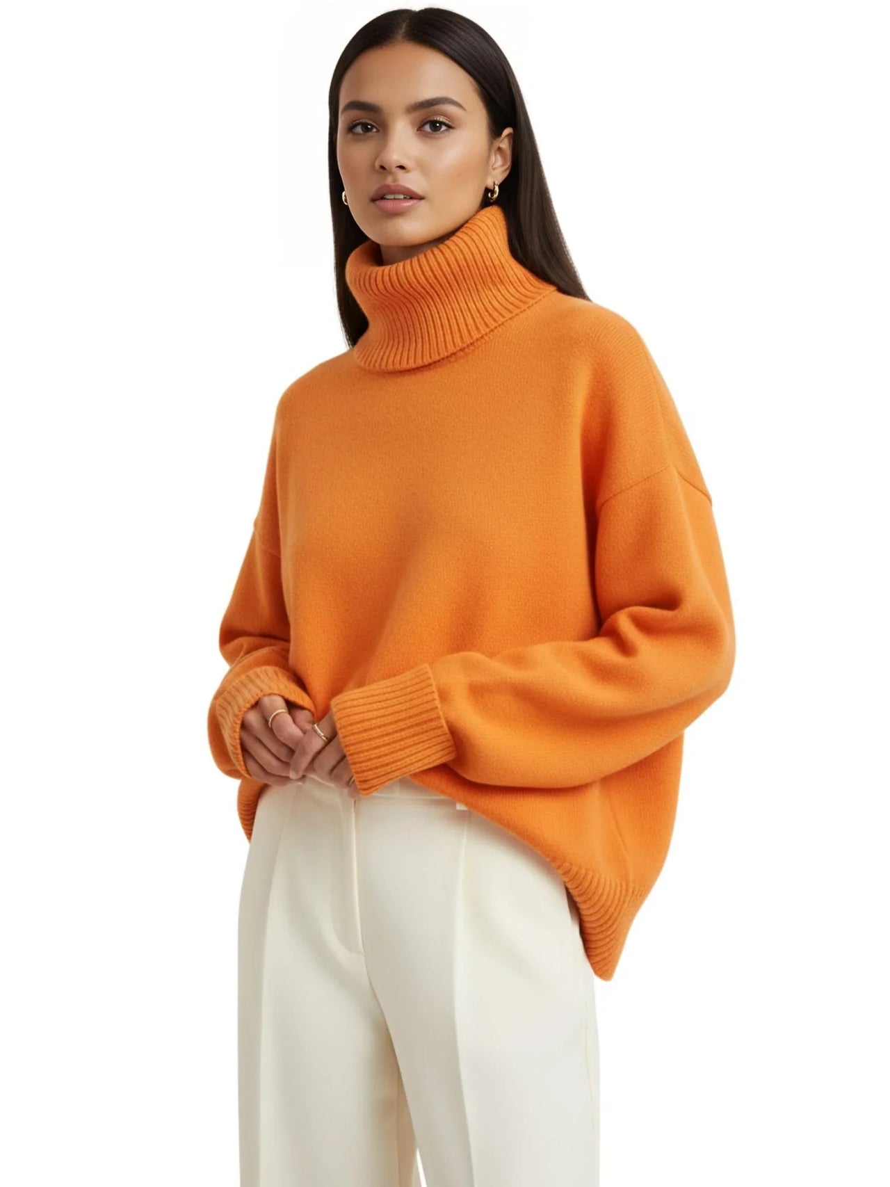 Women's Oversized Turtleneck Sweater Elegant Thick Pullover Knitted Jumper Long Sleeve Sweaters