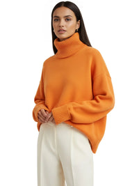 Thumbnail for Women's Oversized Turtleneck Sweater Elegant Thick Pullover Knitted Jumper Long Sleeve Sweaters
