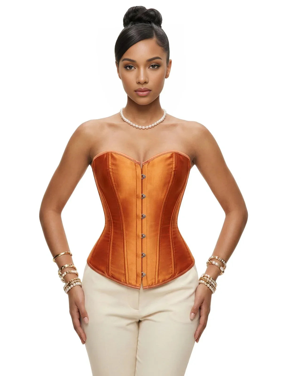 Women's Satin Corset Top Plus Size Bustiers Over Bust Sexy Vintage Style Bridal Corset Women