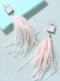 Thumbnail for Women's Ostrich Feather Earrings -, Earrings , Drestiny , Australia, Blue, Canada, Earrings, Gender_Women, Grey, New Zealand, Red, Teal, United Kingdom, Pink, United States, Wine Red , Drestiny , www.shopdrestiny.com