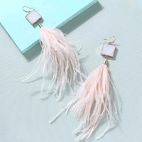 Thumbnail for Women's Ostrich Feather Earrings -, Earrings , Drestiny , Australia, Blue, Canada, Earrings, Gender_Women, Grey, New Zealand, Red, Teal, United Kingdom, United States, Wine Red , Drestiny , www.shopdrestiny.com