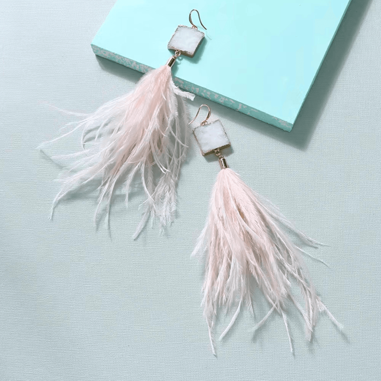 Women's Ostrich Feather Earrings -, Earrings , Drestiny , Australia, Blue, Canada, Earrings, Gender_Women, Grey, New Zealand, Red, Teal, United Kingdom, United States, Wine Red , Drestiny , www.shopdrestiny.com