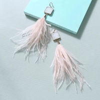 Thumbnail for Women's Ostrich Feather Earrings -, Earrings , Drestiny , Australia, Blue, Canada, Earrings, Gender_Women, Grey, New Zealand, Red, Teal, United Kingdom, United States, Wine Red , Drestiny , www.shopdrestiny.com