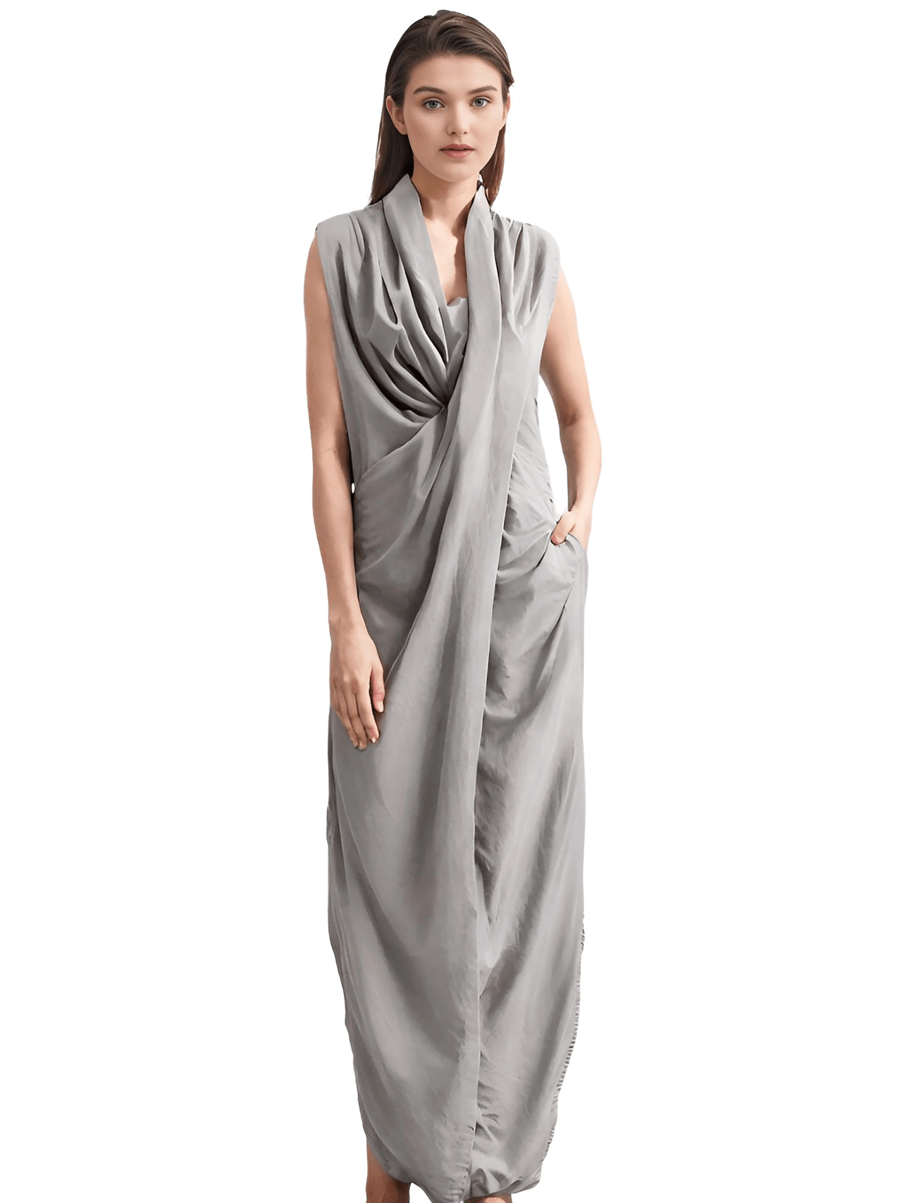 Women's Oversize Asymmetrical Maxi Dress V Neck Sleeveless Baggy Dress With Pockets -, Dress , Drestiny , 4XL, 5XL, Ankle Length Dresses, Australia, Black, Blue, Canada, Grey, L, M, Maxi Dresses, New Zealand, S, Sleeveless, United Kingdom, United States, XL, XXL, XXXL , Drestiny , www.shopdrestiny.com