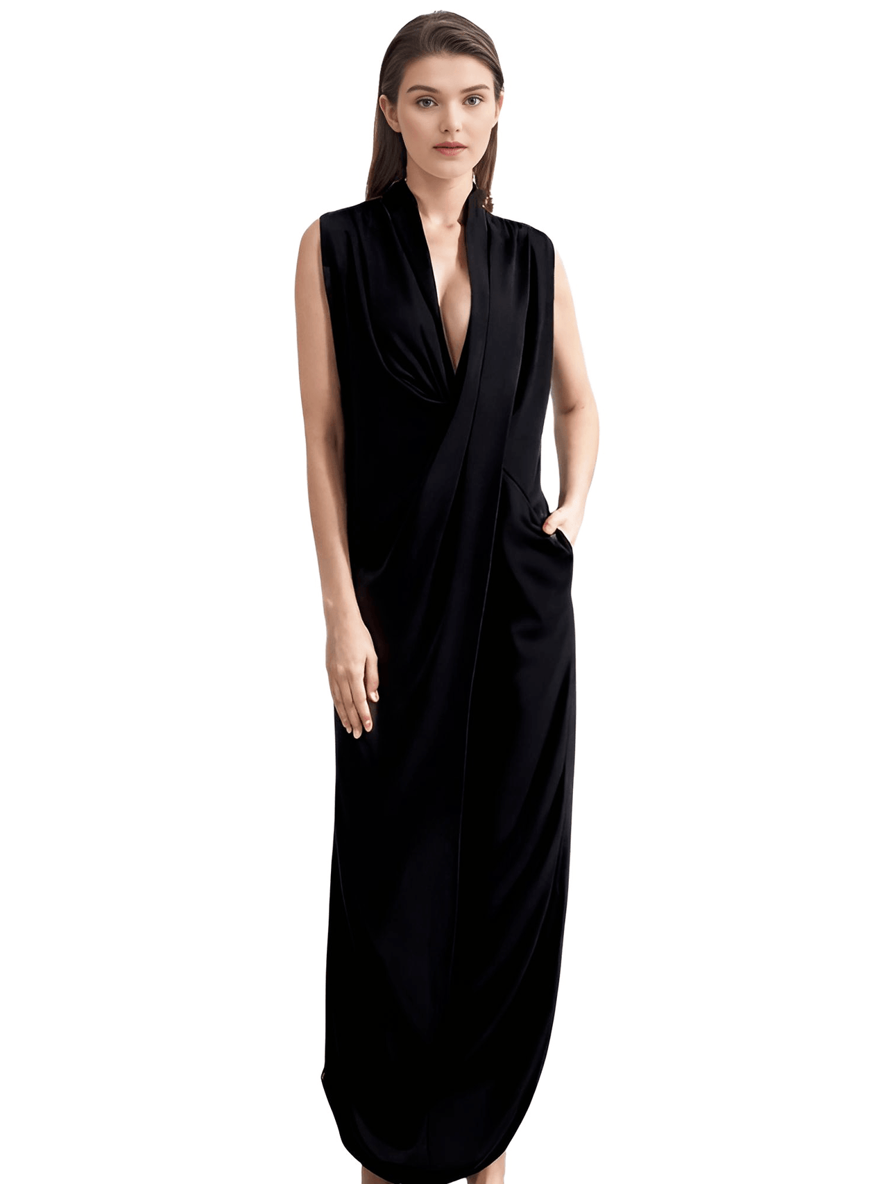 Women's Oversize Asymmetrical Maxi Dress V Neck Sleeveless Baggy Dress With Pockets -, Dress , Drestiny , 4XL, 5XL, Ankle Length Dresses, Australia, Black, Blue, Canada, Grey, L, M, Maxi Dresses, New Zealand, S, Sleeveless, United Kingdom, United States, XL, XXL, XXXL , Drestiny , www.shopdrestiny.com