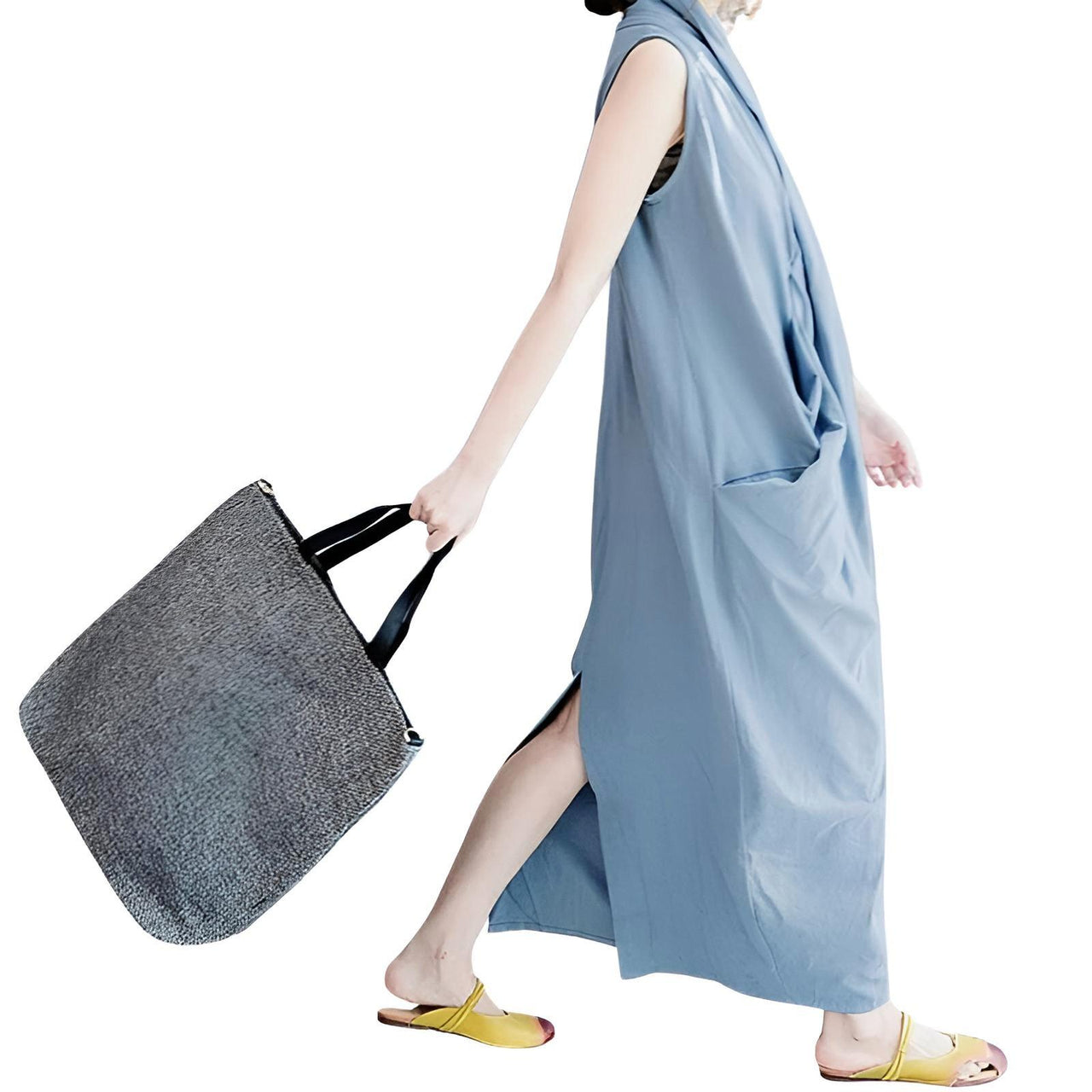 Women's Oversize Asymmetrical Maxi Dress V Neck Sleeveless Baggy Dress With Pockets -, Dress , Drestiny , 4XL, 5XL, Ankle Length Dresses, Australia, Black, Blue, Canada, Grey, L, M, Maxi Dresses, New Zealand, S, Sleeveless, United Kingdom, United States, XL, XXL, XXXL , Drestiny , www.shopdrestiny.com