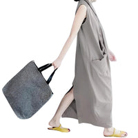 Thumbnail for Women's Oversize Asymmetrical Maxi Dress V Neck Sleeveless Baggy Dress With Pockets -, Dress , Drestiny , 4XL, 5XL, Ankle Length Dresses, Australia, Black, Blue, Canada, Grey, L, M, Maxi Dresses, New Zealand, S, Sleeveless, United Kingdom, United States, XL, XXL, XXXL , Drestiny , www.shopdrestiny.com