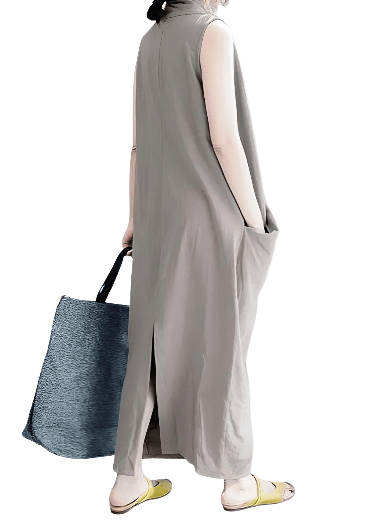 Women's Oversize Asymmetrical Maxi Dress V Neck Sleeveless Baggy Dress With Pockets -, Dress , Drestiny , 4XL, 5XL, Ankle Length Dresses, Australia, Black, Blue, Canada, Grey, L, M, Maxi Dresses, New Zealand, S, Sleeveless, United Kingdom, United States, XL, XXL, XXXL , Drestiny , www.shopdrestiny.com