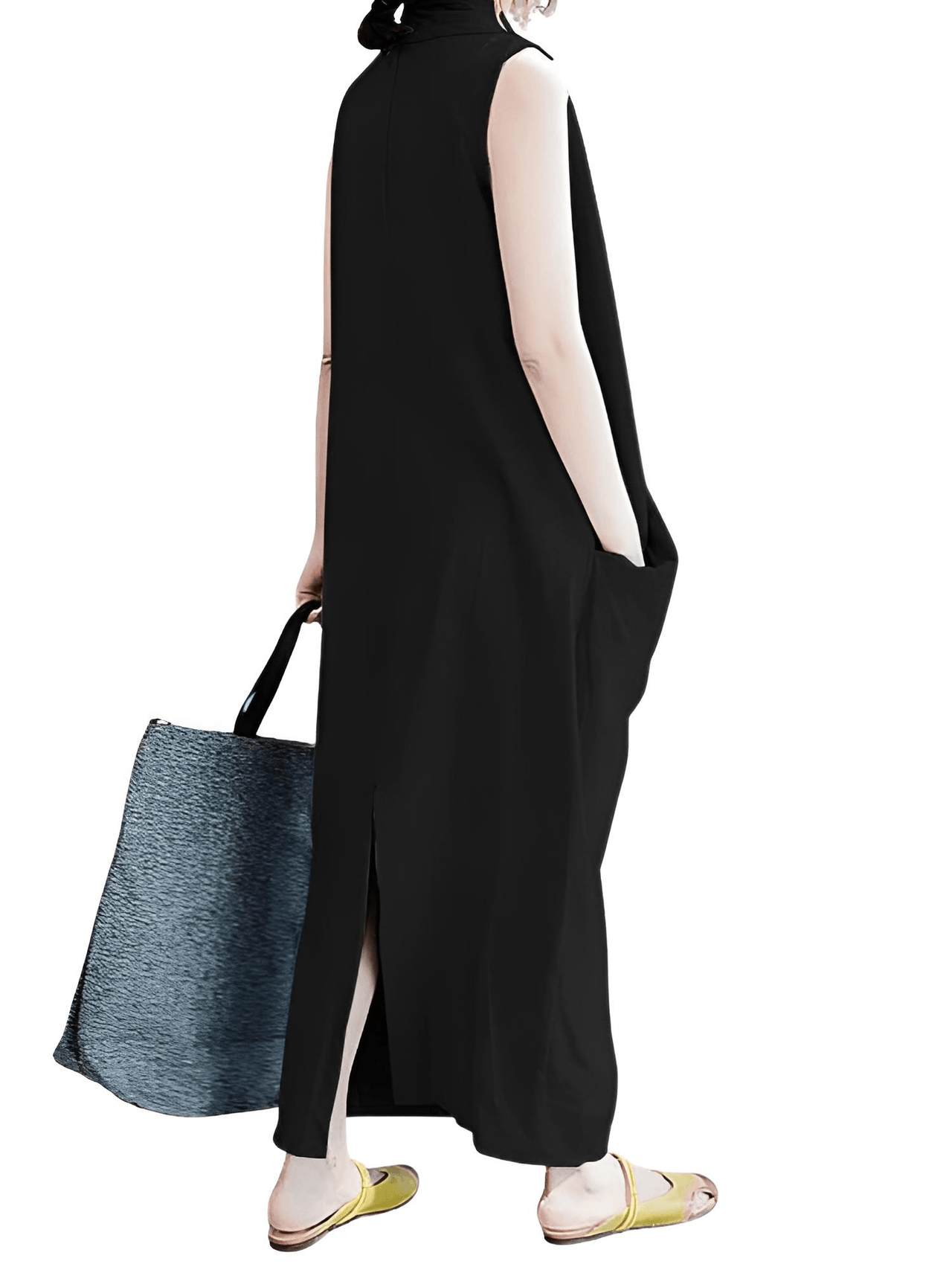 Women's Oversize Asymmetrical Maxi Dress V Neck Sleeveless Baggy Dress With Pockets -, Dress , Drestiny , 4XL, 5XL, Ankle Length Dresses, Australia, Black, Blue, Canada, Grey, L, M, Maxi Dresses, New Zealand, S, Sleeveless, United Kingdom, United States, XL, XXL, XXXL , Drestiny , www.shopdrestiny.com