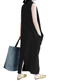 Thumbnail for Women's Oversize Asymmetrical Maxi Dress V Neck Sleeveless Baggy Dress With Pockets -, Dress , Drestiny , 4XL, 5XL, Ankle Length Dresses, Australia, Black, Blue, Canada, Grey, L, M, Maxi Dresses, New Zealand, S, Sleeveless, United Kingdom, United States, XL, XXL, XXXL , Drestiny , www.shopdrestiny.com