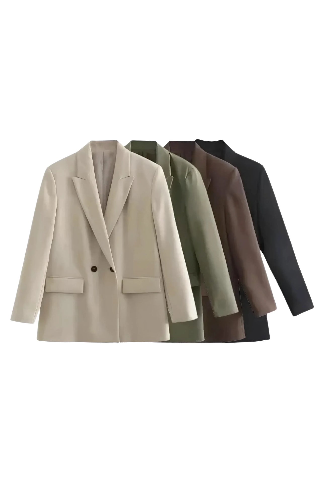 Women's Oversized Blazer Coat Vintage Long Sleeve Pockets Female Outerwear Chic