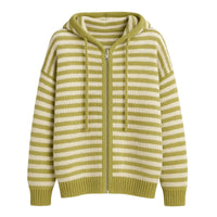 Thumbnail for Green and white striped hoodie on a white background