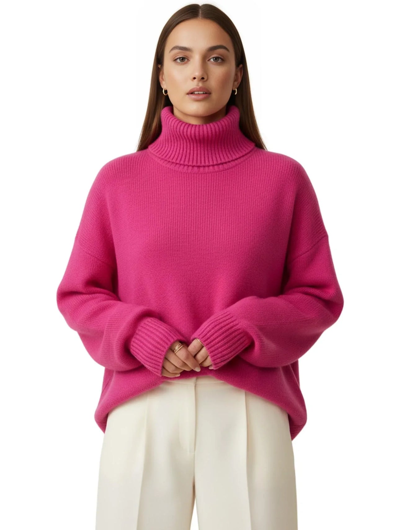 Women's Oversized Turtleneck Sweater Elegant Thick Pullover Knitted Jumper Long Sleeve Sweaters