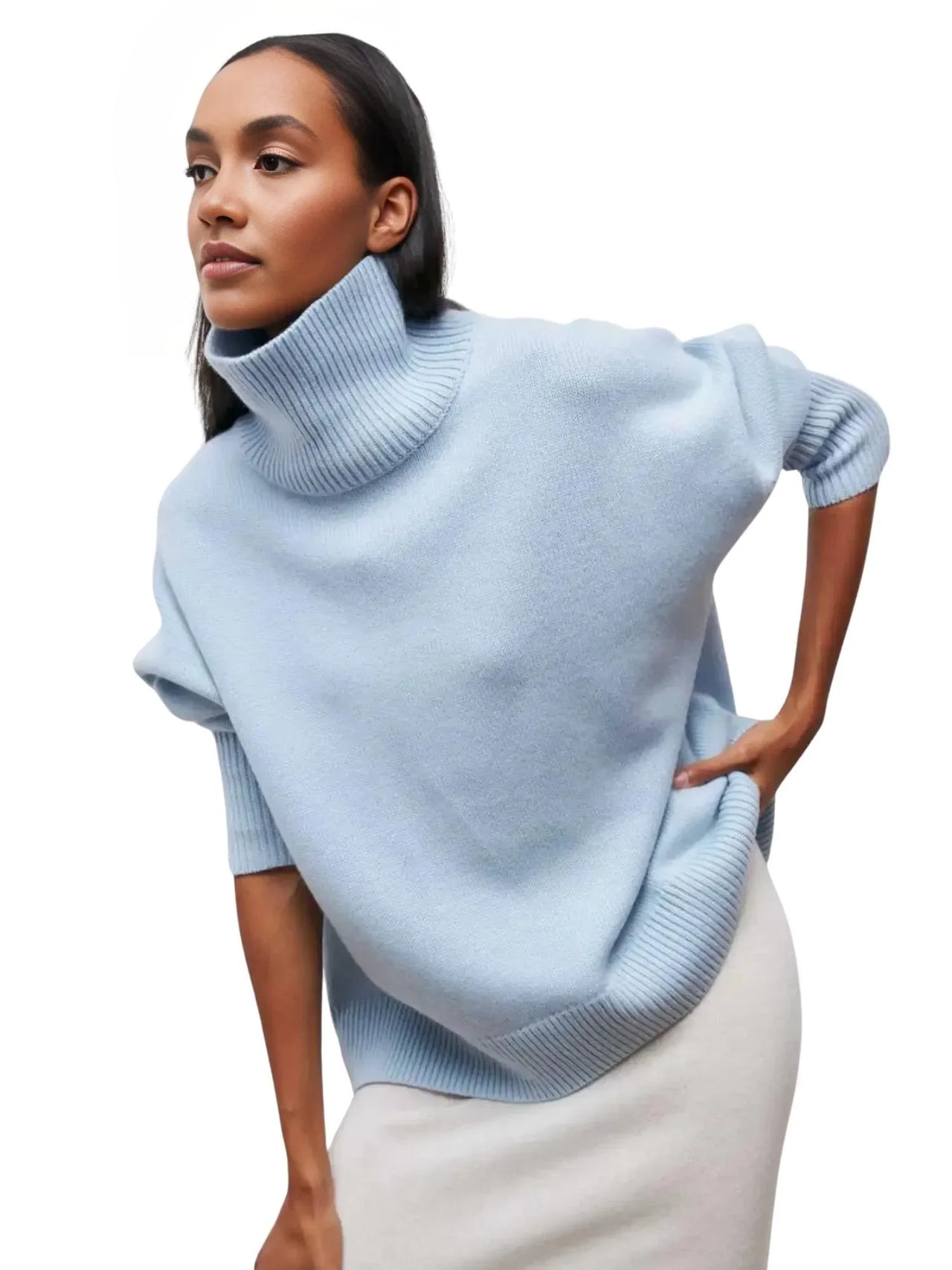 Women's Oversized Turtleneck Sweater Elegant Thick Pullover Knitted Jumper Long Sleeve Sweaters