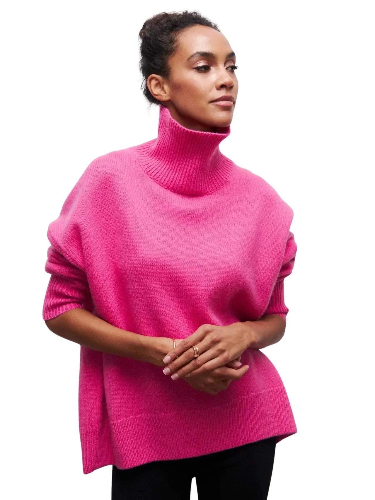 Women's Oversized Turtleneck Sweater Elegant Thick Pullover Knitted Jumper Long Sleeve Sweaters